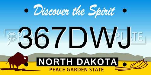367DWJ North Dakota License Plate