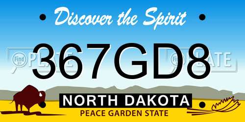 367GD8 North Dakota License Plate