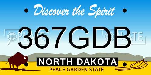 367GDB North Dakota License Plate