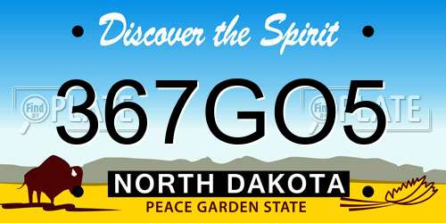 367GO5 North Dakota License Plate