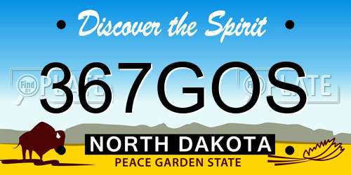 367GOS North Dakota License Plate
