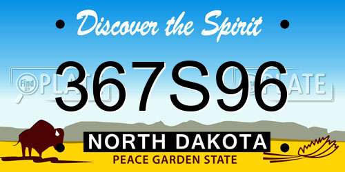 367S96 North Dakota License Plate