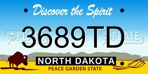 3689TD North Dakota License Plate