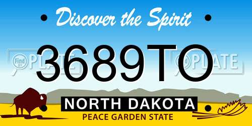 3689TO North Dakota License Plate