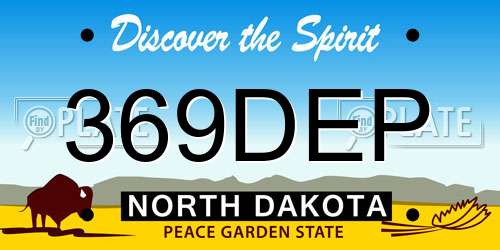 369DEP North Dakota License Plate