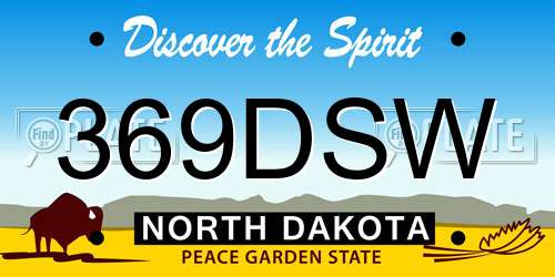 369DSW North Dakota License Plate