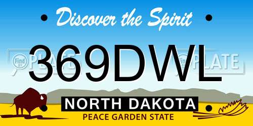 369DWL North Dakota License Plate