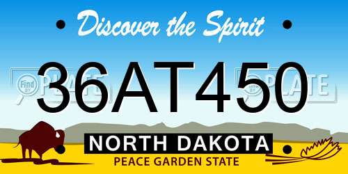 36AT450 North Dakota License Plate