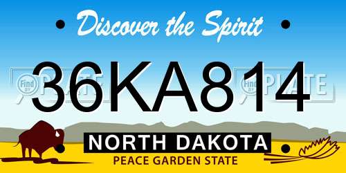 36KA814 North Dakota License Plate