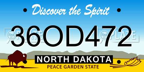 36OD472 North Dakota License Plate