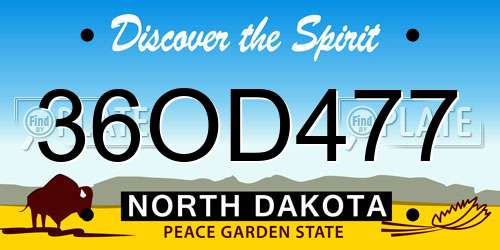 36OD477 North Dakota License Plate