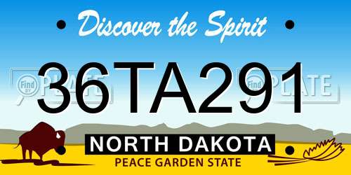 36TA291 North Dakota License Plate