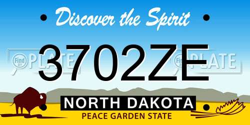 3702ZE North Dakota License Plate
