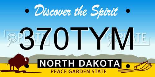 370TYM North Dakota License Plate