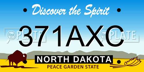 371AXC North Dakota License Plate