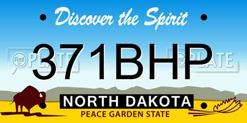 371BHP North Dakota License Plate