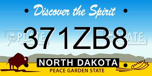 371ZB8 North Dakota License Plate