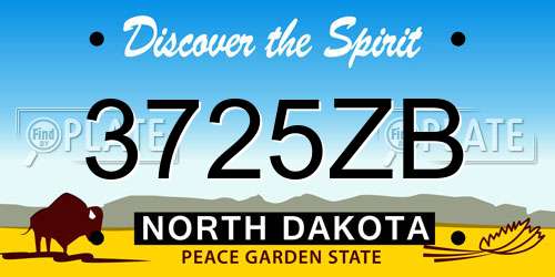 3725ZB North Dakota License Plate