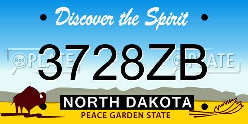 3728ZB North Dakota License Plate