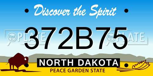 372B75 North Dakota License Plate