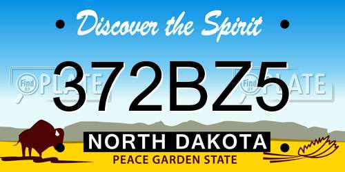 372BZ5 North Dakota License Plate