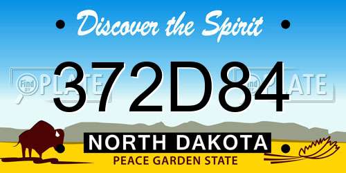 372D84 North Dakota License Plate