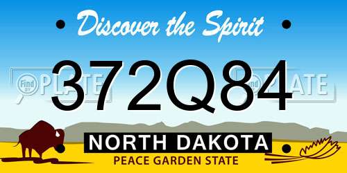 372Q84 North Dakota License Plate