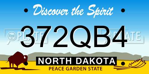 372QB4 North Dakota License Plate