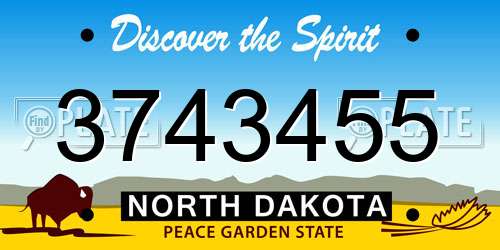 3743455 North Dakota License Plate