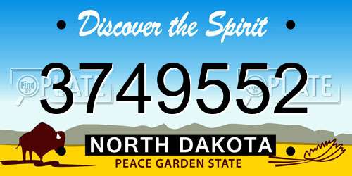 3749552 North Dakota License Plate