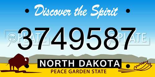 3749587 North Dakota License Plate