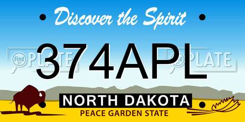 374APL North Dakota License Plate