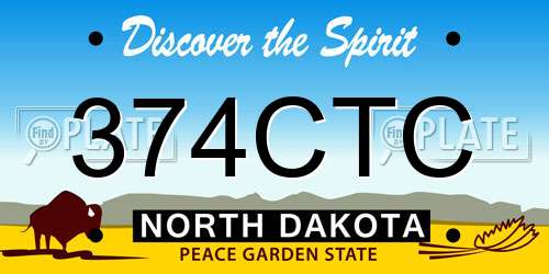 374CTC North Dakota License Plate