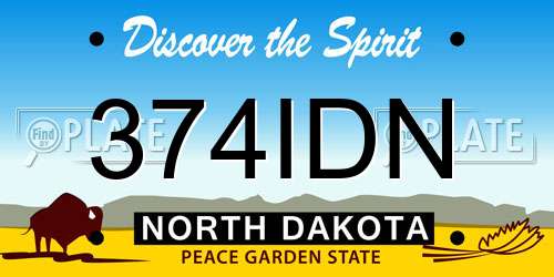 374IDN North Dakota License Plate