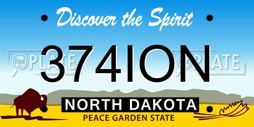 374ION North Dakota License Plate