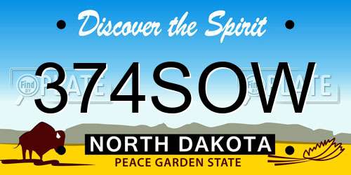 374SOW North Dakota License Plate