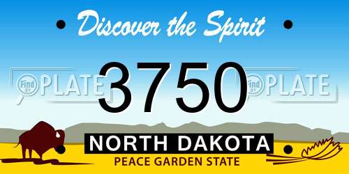 3750 North Dakota License Plate