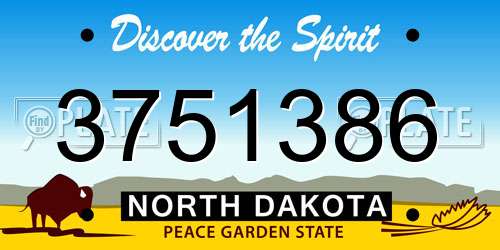 3751386 North Dakota License Plate