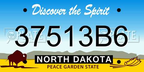 37513B6 North Dakota License Plate