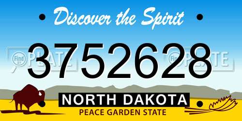 3752628 North Dakota License Plate