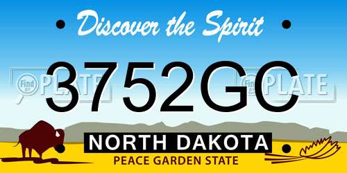 3752GC North Dakota License Plate