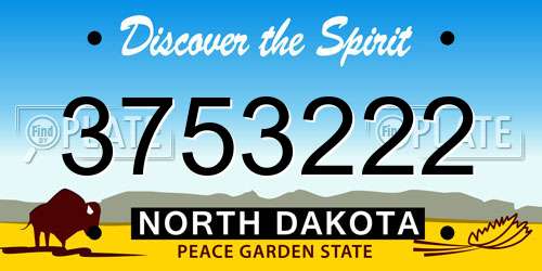 3753222 North Dakota License Plate