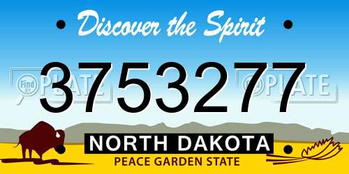 3753277 North Dakota License Plate