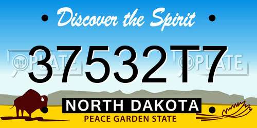 37532T7 North Dakota License Plate