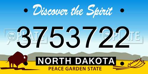 3753722 North Dakota License Plate
