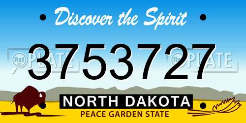 3753727 North Dakota License Plate