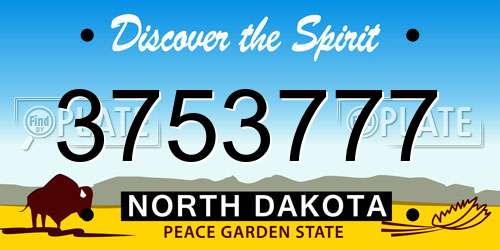 3753777 North Dakota License Plate