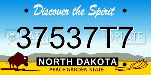 37537T7 North Dakota License Plate
