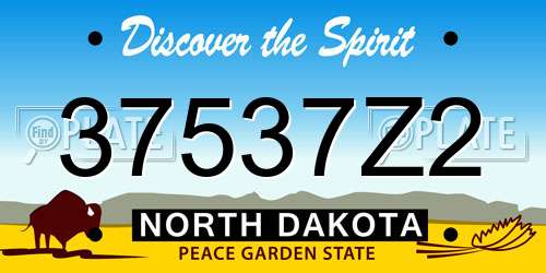 37537Z2 North Dakota License Plate