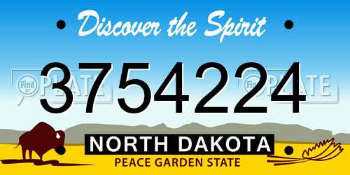 3754224 North Dakota License Plate